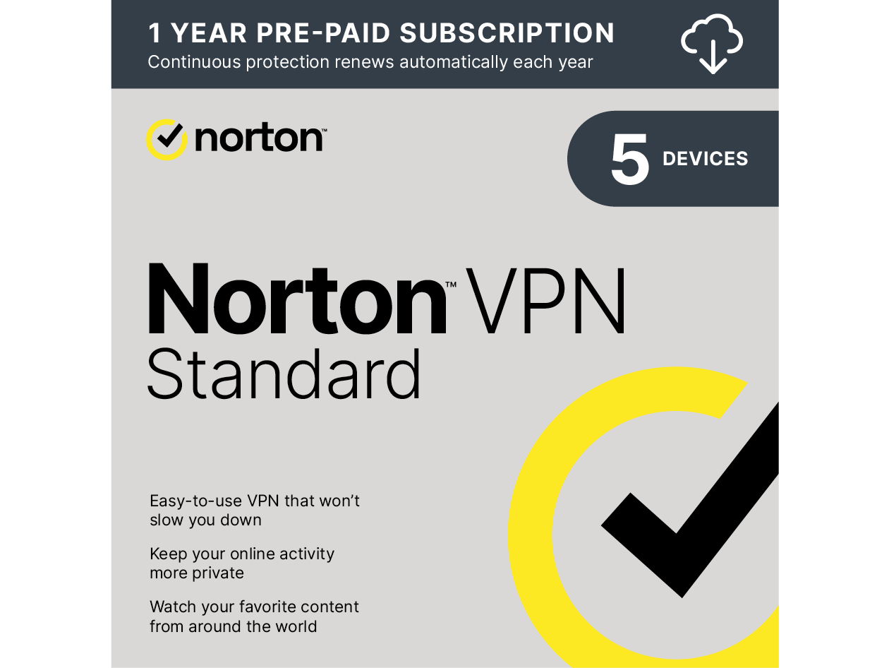 Norton VPN Standard: 1-Year Subscription (5 Devices) 