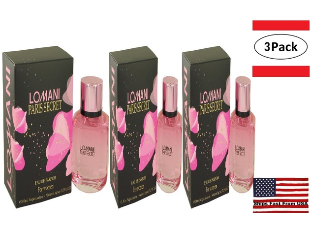 3 Pack Lomani Paris Secret by Lomani Eau De Parfum Spray 3.3 oz for Women