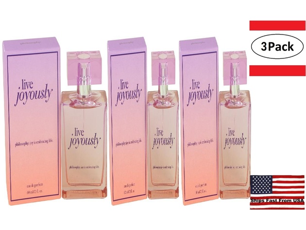 3 Pack Live Joyously by Philosophy Eau De Parfum Spray 2 oz for Women