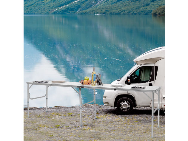 Costway 8FT Aluminum Folding Picnic Camping Table Lightweight In/Outdoor Garden Party - Silver