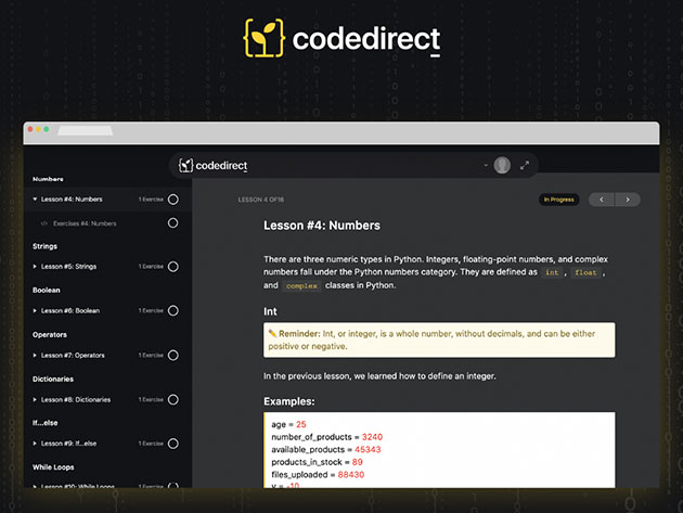 Code Direct Python Interactive Coding: Lifetime Access