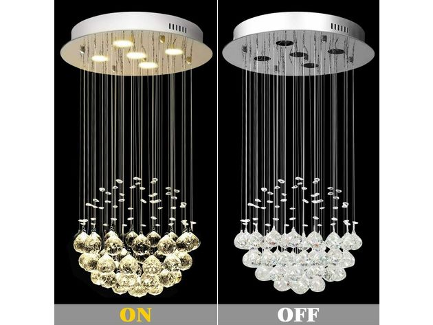 Crystal Chandelier Flush Mount Modern Pendant Lamp w/ Shiny Crystal Balls