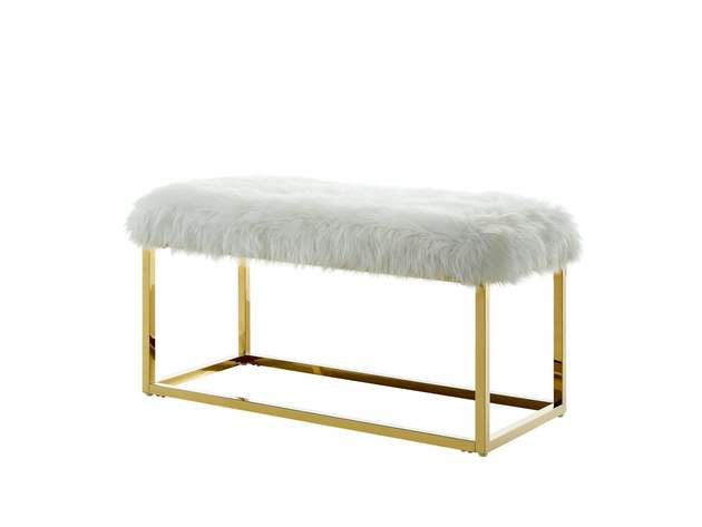 Monet Lux Fur Bench Gold White