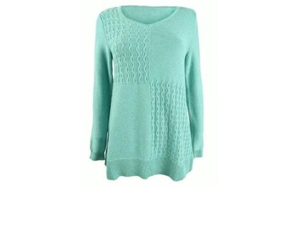 Karen Scott Women's Cotton Mixed-Stitch Sweater Blue Size Large