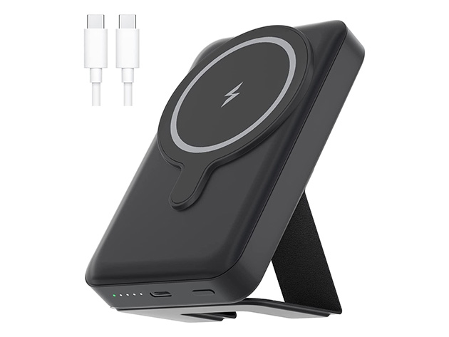 Magnetic Wireless 5000mAh Portable Charger with Foldable Stand