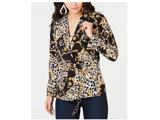 Thalia Sodi Women's Animal Print Belted Blazer Size Extra Small