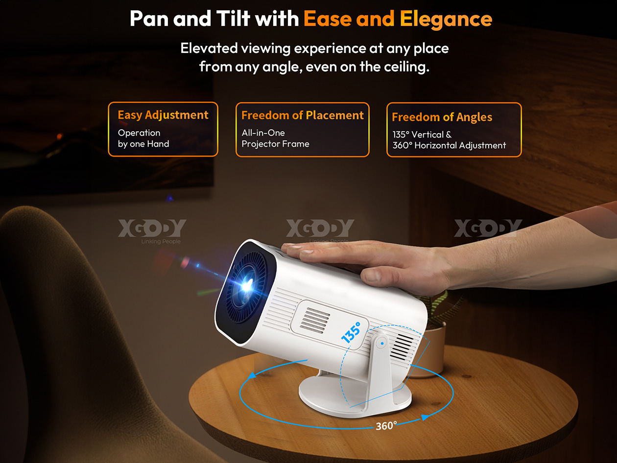 XGODY Gimbal M1 720p HD Smart Mini Projector