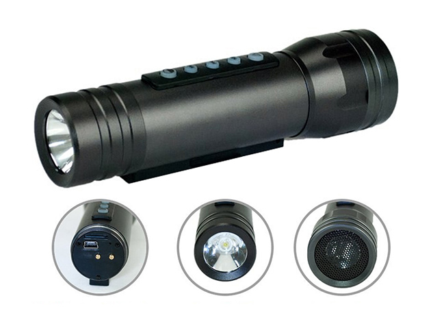 Multifunctional LED Flashlight with Built-in Speaker & Bike Clip
