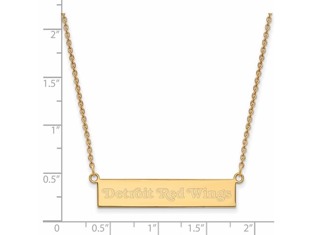 SS 14k Yellow Gold Plated NHL Detroit Red Wings SM Bar Necklace, 18 In