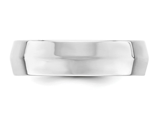 Mens 14K White Gold 6mm Comfort Fit Wedding Band with Knife Edge - 10.5
