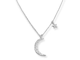 Silver Moon and Star Necklace for Women