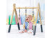 Costway Foldable Wooden Baby Gym with 3 Wooden Baby Teething Toys Hanging Bar Gray - Gray