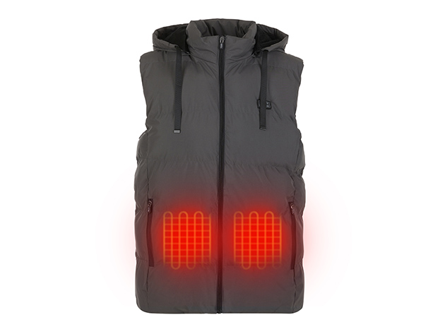 Helios Paffuto Heated Unisex Vest with Power Bank (Gray/Large)