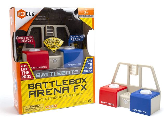 Hexbug Battlebots Battlebox Arena Fx Module Collectible Playset Piece with Lights and Sound Effects, Blue/Red