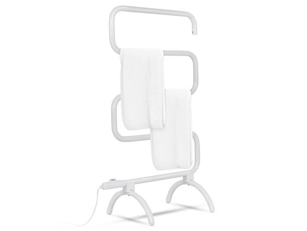 Costway 100W Electric Towel Warmer Drying Rack Freestanding and Wall Mounted White White StackSocial