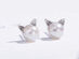 Freshwater Pearl Kitty Cat Stud Earrings (Silver)