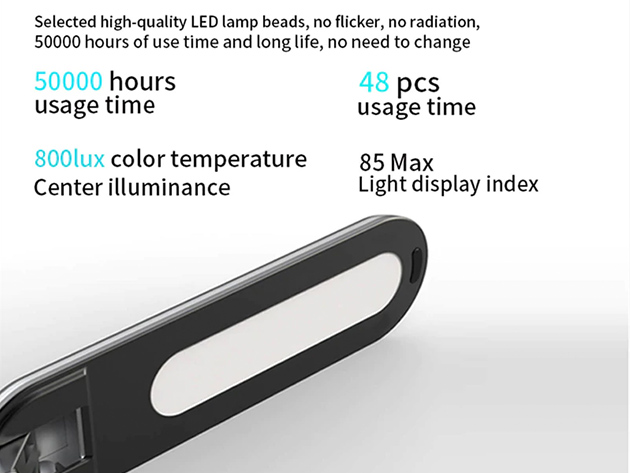 Tough Foldable LED Desk Lamp with 3-in-1 Wireless Charger & Digital Clock