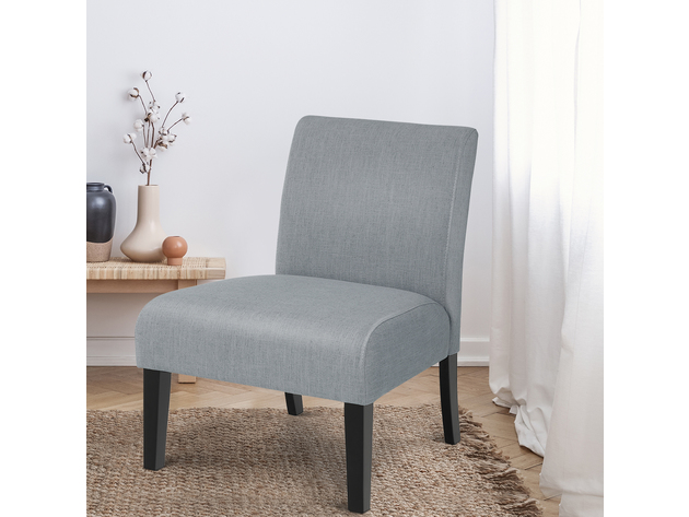 Costway Armless Accent Chair Fabric Leisure Chair Single Sofa w/Rubber Wood Legs - Gray