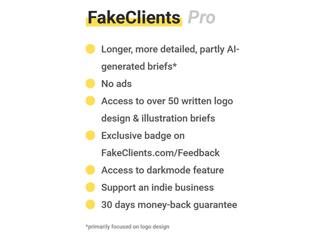 FakeClients Design Brief Generator: Lifetime Subscription