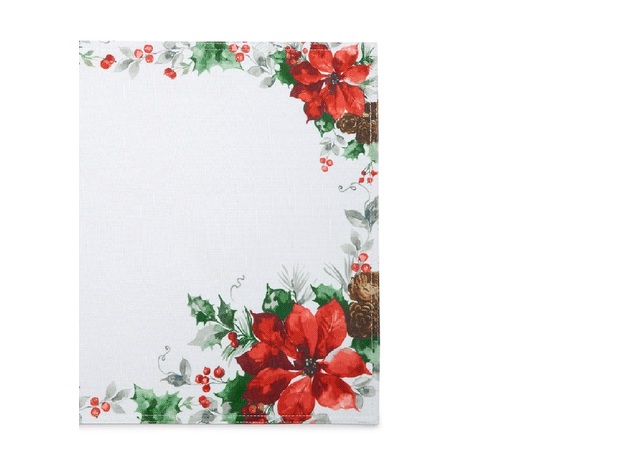Bardwil Christmas Poinsettia Watercolor Placemat Green 13″ X 19″