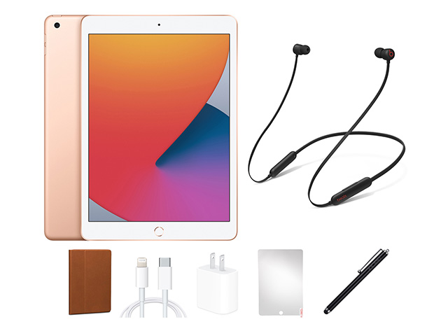 Apple iPad 8th Gen (2020) 32GB Gold (Refurbished: Wi-Fi Only) + Beats Flex  Headphones Bundle