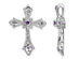 1/10 Carat (ctw) Amethyst Cross Pendant Necklace in 14K White Gold with Diamonds and Chain