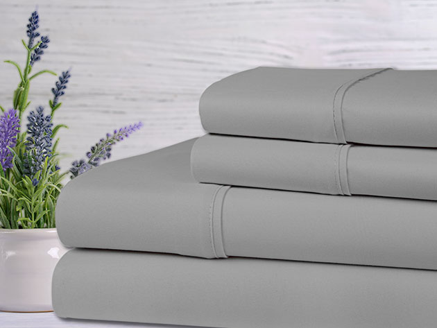 Bamboo 4-Piece Lavender Scented Sheet Set (Silver/Queen)