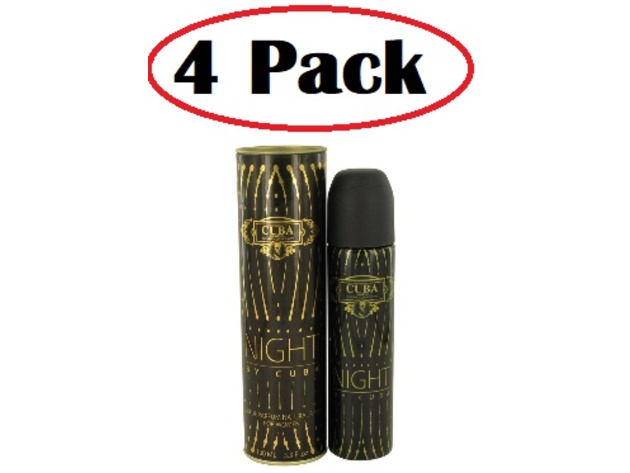 4 Pack of Cuba Night by Fragluxe Eau De Parfum Spray 3.3 oz