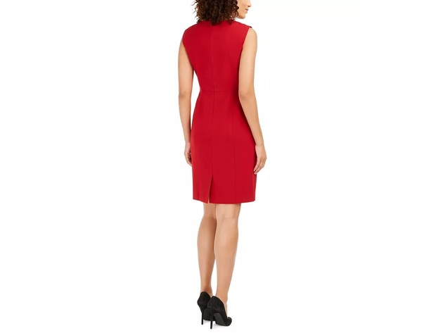 Anne Klein Women's Extended-Shoulder Sheath Dress Red Size 12