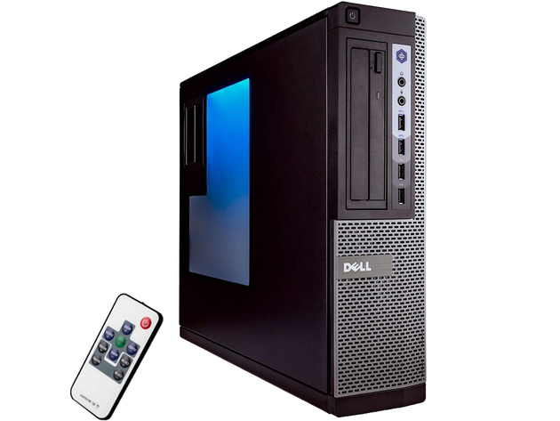 Dell OptiPlex Desktop Computer PC w/RGB Lighting, Ultra-Fast Intel i5 Quad-Core, 8GB RAM, 500GB SSD, DVD-RW, Windows 10 Home, WiFi, Includes 24” Monitor and Periphio 4-in-1 Kit (Renewed)