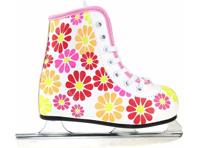 American Athletic Girl's Little Rocket Double Runner Ice Skates, Size 8 US, White