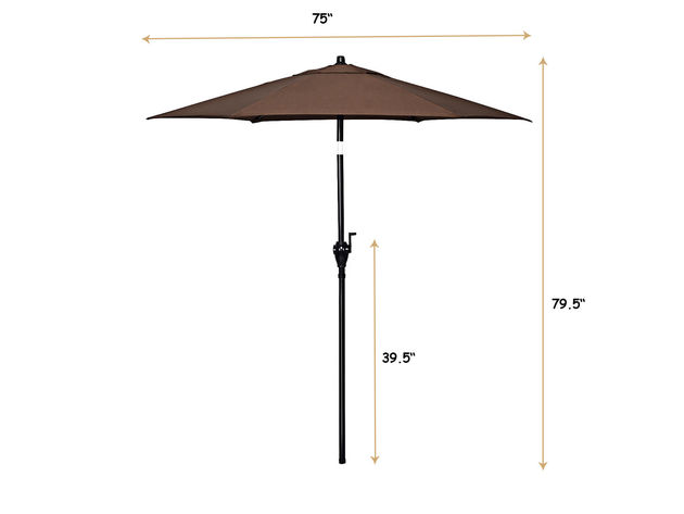 Costway 6.3ft Outdoor Patio Umbrella Sunshade Cover Garden Market Cafe Crank Tilt Brown