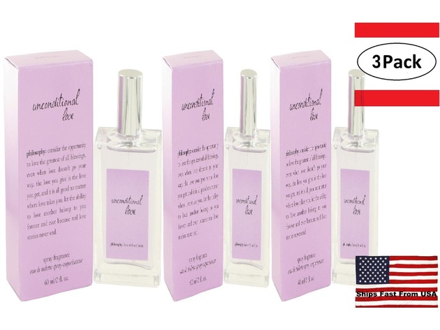 3 Pack Unconditional Love by Philosophy Eau De Toilette Spray 2 oz for Women