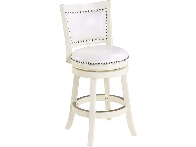 Boraam 42424 Bristol Counter Height Swivel Stool, 24-Inch - Distress White (Refurbished)
