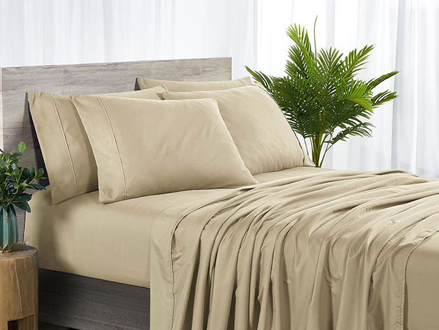 Bamboo 2000 Count 6-Piece Sheet Set with SnugGrip (Taupe/Twin XL)