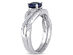 Created Blue Sapphire 1.0 Carat (ctw) Engagement Ring and Bridal Wedding Set with Diamond, 10K White Gold - 10