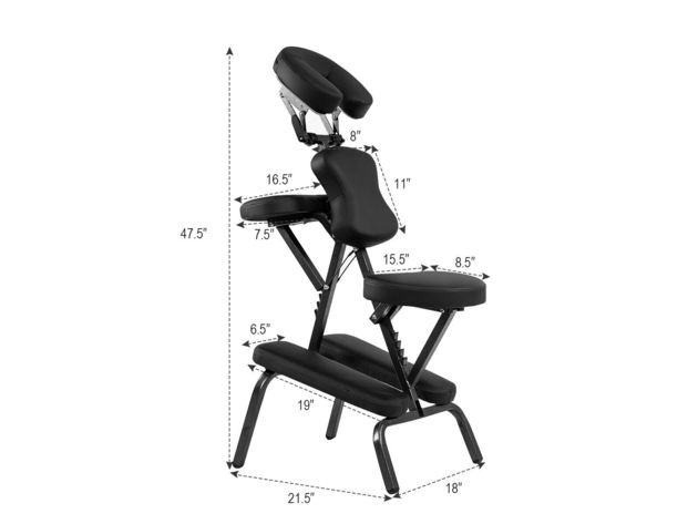 Costway Portable PU Leather Pad Travel Massage Tattoo Spa Chair w/ Carrying Bag - Black