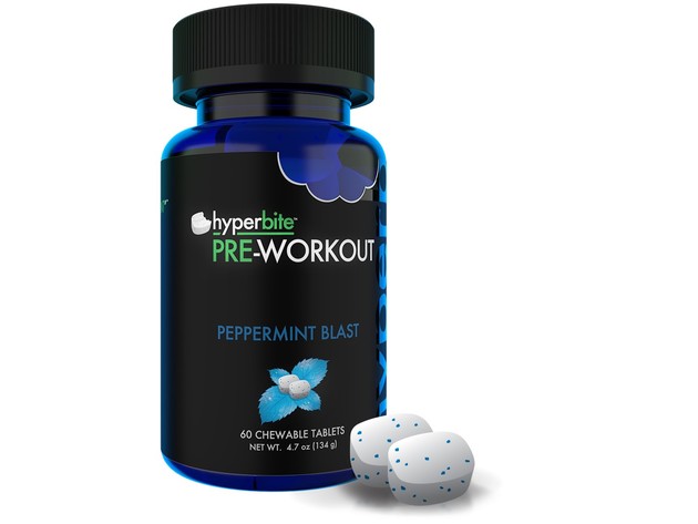 Hyperbite Pre-Workout Fast Absorption , Gluten Free and Vegan - 60 Chewable Mints Dietary Supplement (30-Day Supply), 4.7 oz