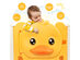 Costway 12-Panel Foldable Baby Playpen Kids Yellow Duck Yard Activity Center w/ Sound - Yellow + White