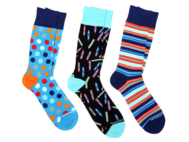 3-Pair Socks Combo Pack (Big Polka Dot/Crayons/5MM Stripe) | StackSocial