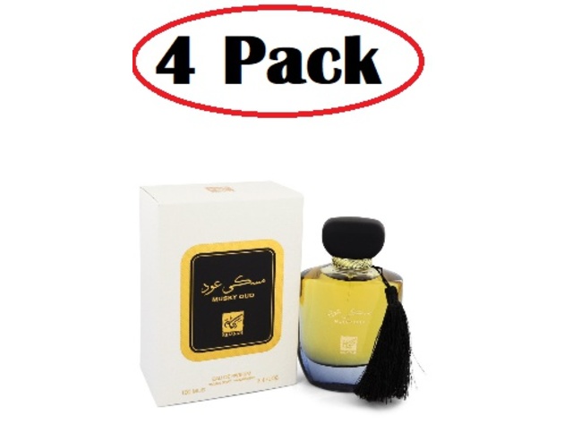 4 Pack of Musky Oud by Rihanah Eau De Parfum Spray (Unisex) 3.4 oz