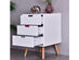 Costway Nightstand Side Table End Table w/ 3 Drawers White - White