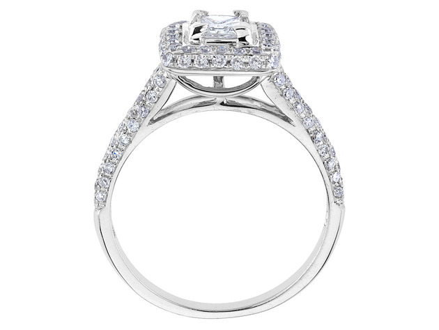 1.25 Carat (ctw H-I, I1-I2) Princess Cut Diamond Engagement Ring & Wedding Band Set in 14K White Gold 