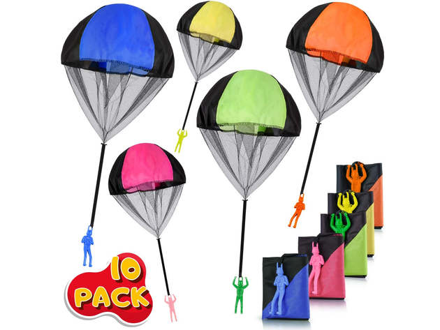 10 Pack: Kids Flying Parachutes