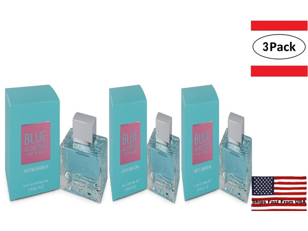 3 Pack Blue Seduction by Antonio Banderas Eau De Toilette Spray 2.7 oz for Women