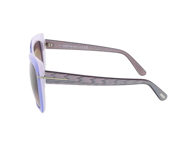 Tom Ford FT-0390 Women's Sunglasses Shiny Light Blue Frames Brown Lens - Blue