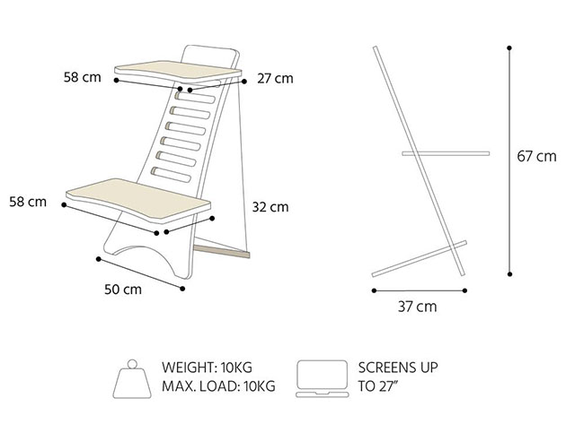 Stan Desk: Adjustable Standing Desk (Stan 2 - For Screens Up to 27")