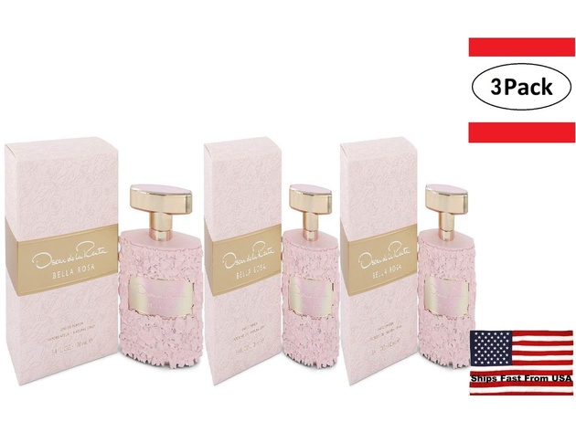 3 Pack Bella Rosa by Oscar De La Renta Eau De Parfum Spray 3.4 oz for Women
