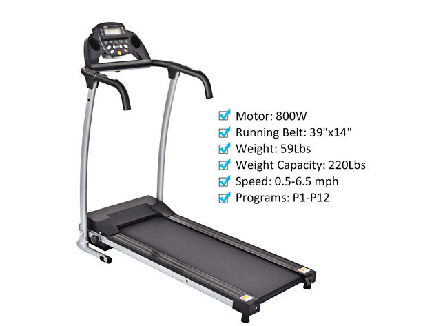 Costway 800W Folding Treadmill Electric /Support Motorized Power Running Fitness Machine - Black