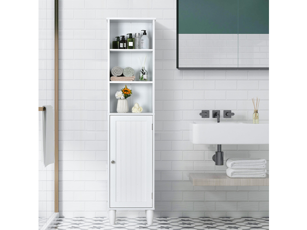 Costway Bathroom Storage Cabinet Tower Bath Cabinet Storage Shelving Display Cabinet - White